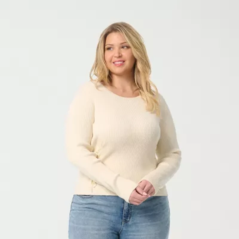 JS Jessica Simpson Plus Womens Round Neck Long Sleeve Pullover Sweater