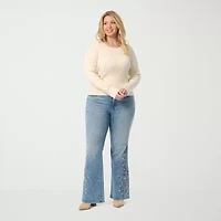 JS Jessica Simpson Plus Womens Round Neck Long Sleeve Pullover Sweater