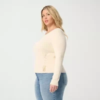 JS Jessica Simpson Plus Womens Round Neck Long Sleeve Pullover Sweater