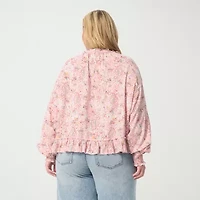 JS Jessica Simpson Womens Plus Mock Neck Long Sleeve Blouse