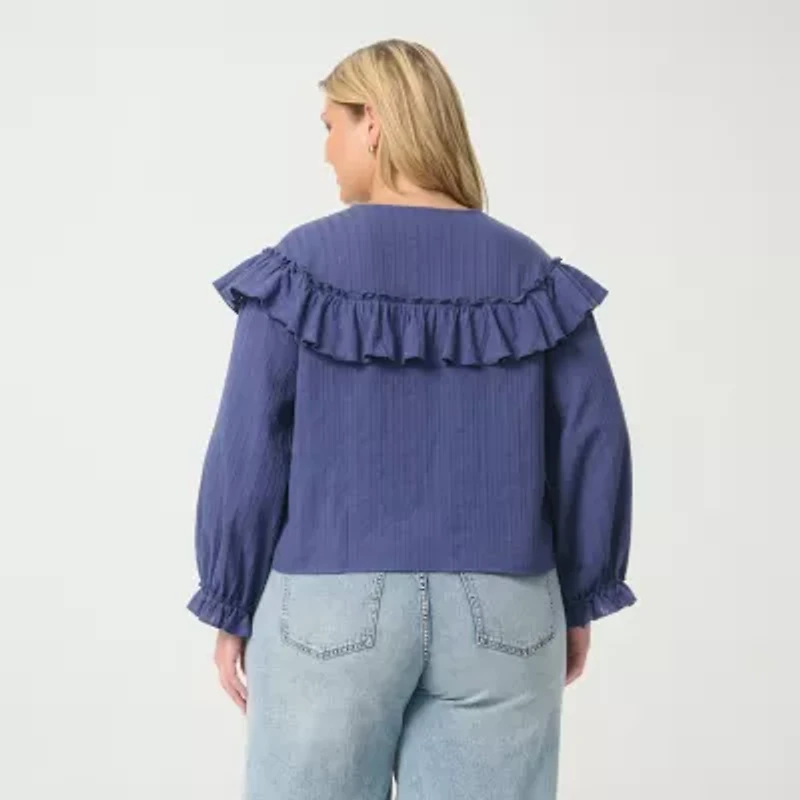 JS Jessica Simpson Womens Plus Long Sleeve Blouse