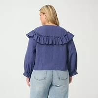 JS Jessica Simpson Womens Plus Long Sleeve Blouse