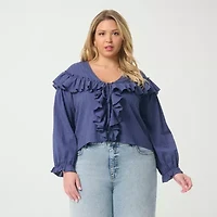 JS Jessica Simpson Womens Plus Long Sleeve Blouse