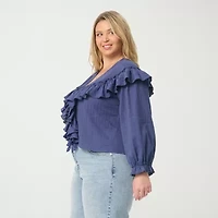 JS Jessica Simpson Womens Plus Long Sleeve Blouse