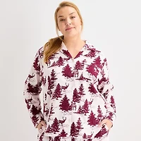 Liz Claiborne Womens Flannel Long Sleeve 2-pc. Pajama Sets