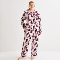 Liz Claiborne Womens Flannel Long Sleeve 2-pc. Pajama Sets