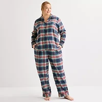 Liz Claiborne Womens Flannel Long Sleeve 2-pc. Pajama Sets