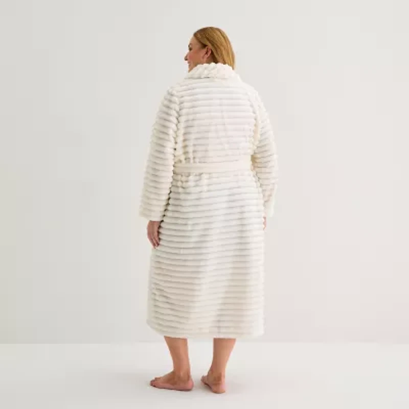 Liz Claiborne Womens Fleece Long Sleeve Length Robe