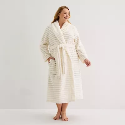Liz Claiborne Womens Fleece Long Sleeve Length Robe