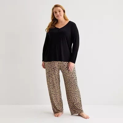 Liz Claiborne Cool and Calm Womens Long Sleeve 2-pc. Pajama Sets