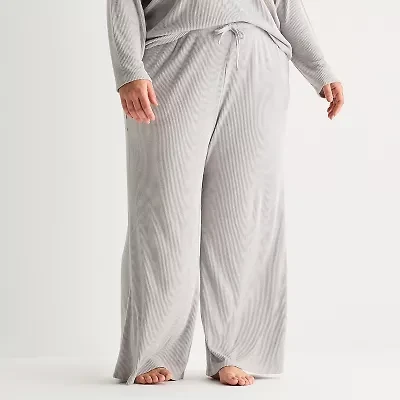 Ambrielle Womens Plus Rib Pajama Pants