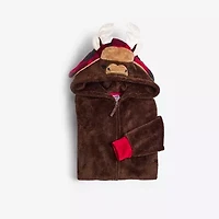 North Pole Trading Co. Moose Little & Big Kid Unisex Plush Hooded Long Sleeve Matching Family One Piece Pajama