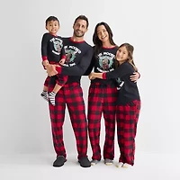 North Pole Trading Co. Moose Buffalo Check Little & Big Kid Unisex Microfleece Matching Family Pajama Pants