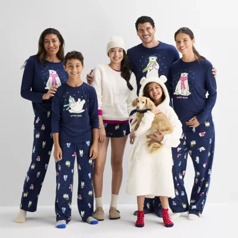 North Pole Trading Co. Polar Bear Little & Big Kid Unisex Microfleece Matching Family Pajama Pants