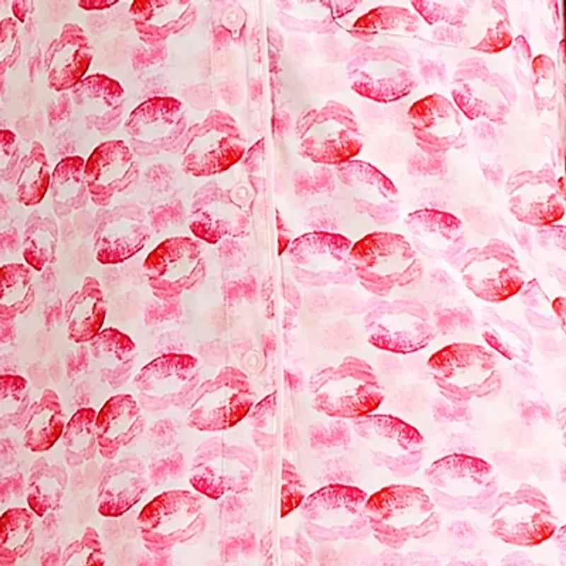 Arizona Body Womens Satin Short Sleeve 2-pc. Juniors Pajama Sets