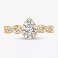 Womens 1/2 CT. T.W. Natural White Diamond 10K Gold Pear Engagement Ring