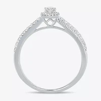 Womens 3/8 CT. T.W. Natural White Diamond 10K Gold Pear Side Stone Crossover Engagement Ring