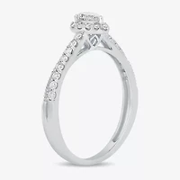 Womens 3/8 CT. T.W. Natural White Diamond 10K Gold Pear Side Stone Crossover Engagement Ring