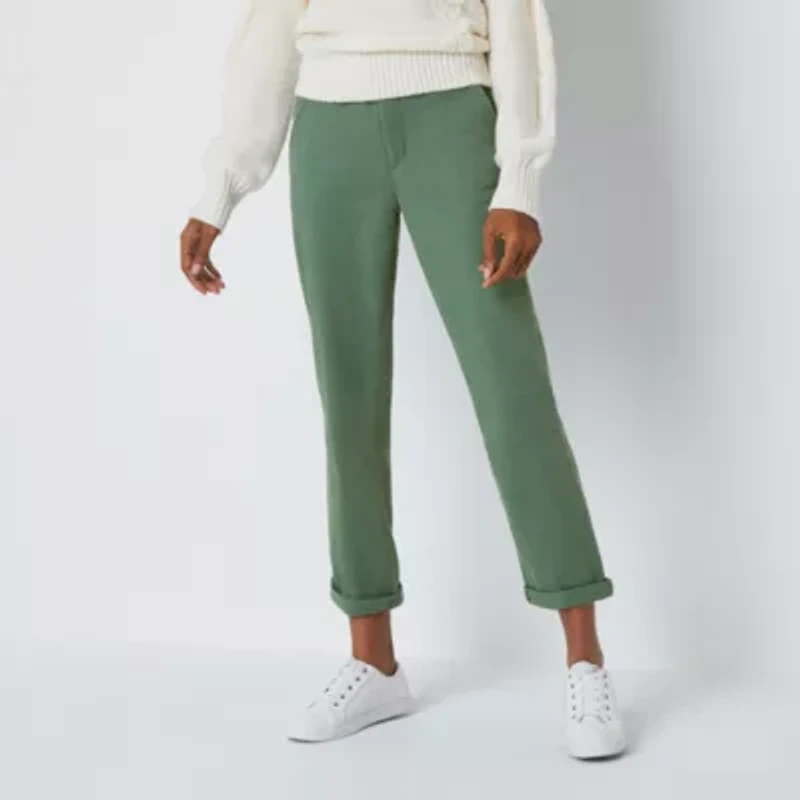 St. John's Bay Women's  Relaxed Fit Girl Friend Chino Pant