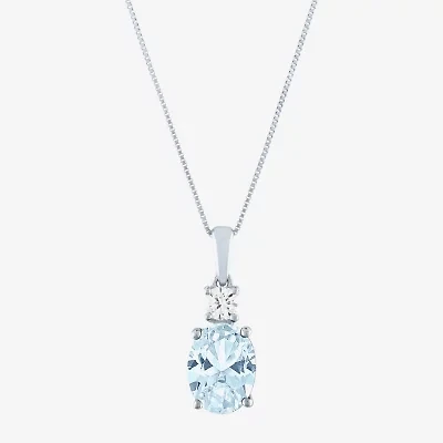 Gemstone 10K Gold Oval Pendant Necklace