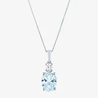 Gemstone 10K Gold Oval Pendant Necklace