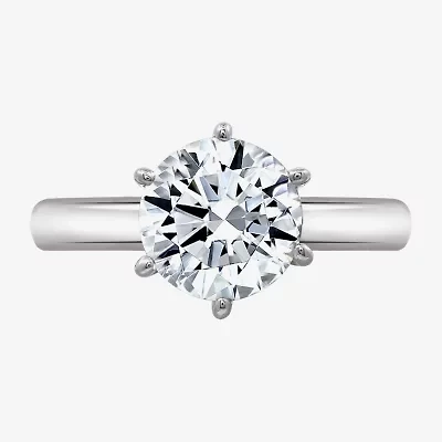 Diamonart Womens Cubic Zirconia Sterling Silver Round Solitaire Engagement Ring