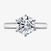 Diamonart Womens Cubic Zirconia Sterling Silver Round Solitaire Engagement Ring
