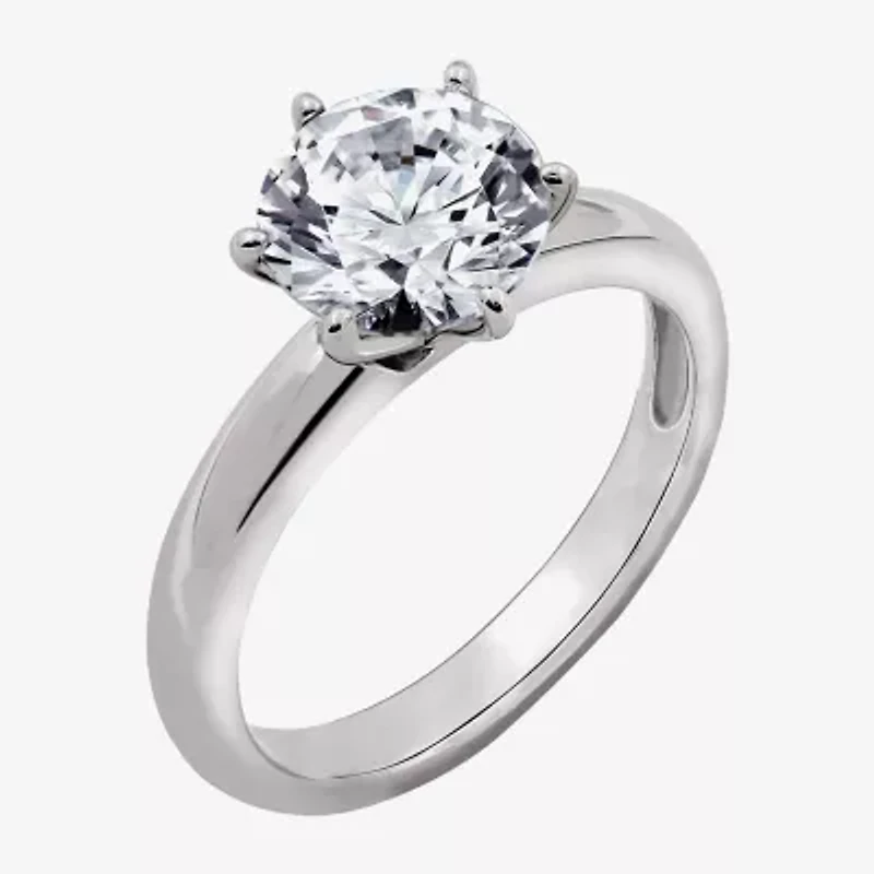 Diamonart Womens Cubic Zirconia Sterling Silver Round Solitaire Engagement Ring