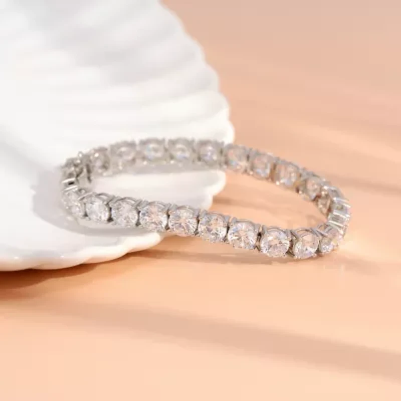 Diamonart Womens Cubic Zirconia Sterling Silver Round 7.25 Inch Tennis Bracelet