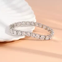 Diamonart Womens Cubic Zirconia Sterling Silver Round 7.25 Inch Tennis Bracelet
