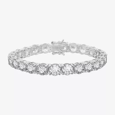 Diamonart Womens Cubic Zirconia Sterling Silver Round 7.25 Inch Tennis Bracelet