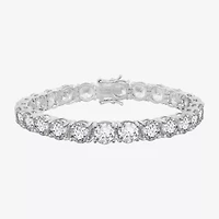 Diamonart Womens Cubic Zirconia Sterling Silver Round 7.25 Inch Tennis Bracelet