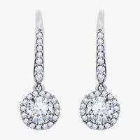 Diamonart Womens Cubic Zirconia Sterling Silver Round Drop Earrings
