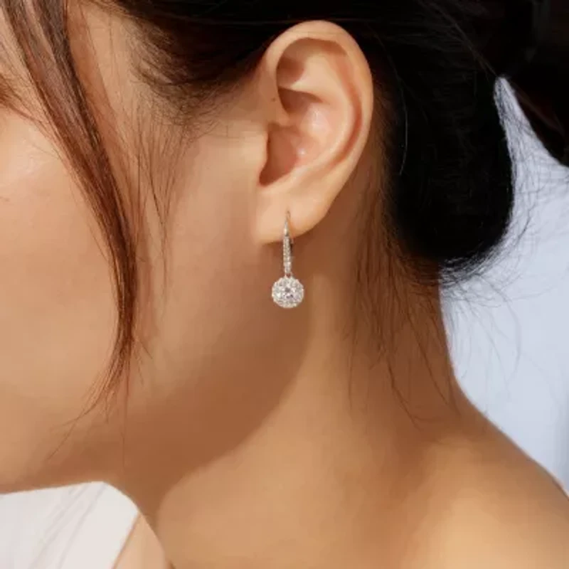 Diamonart Womens Cubic Zirconia Sterling Silver Round Drop Earrings
