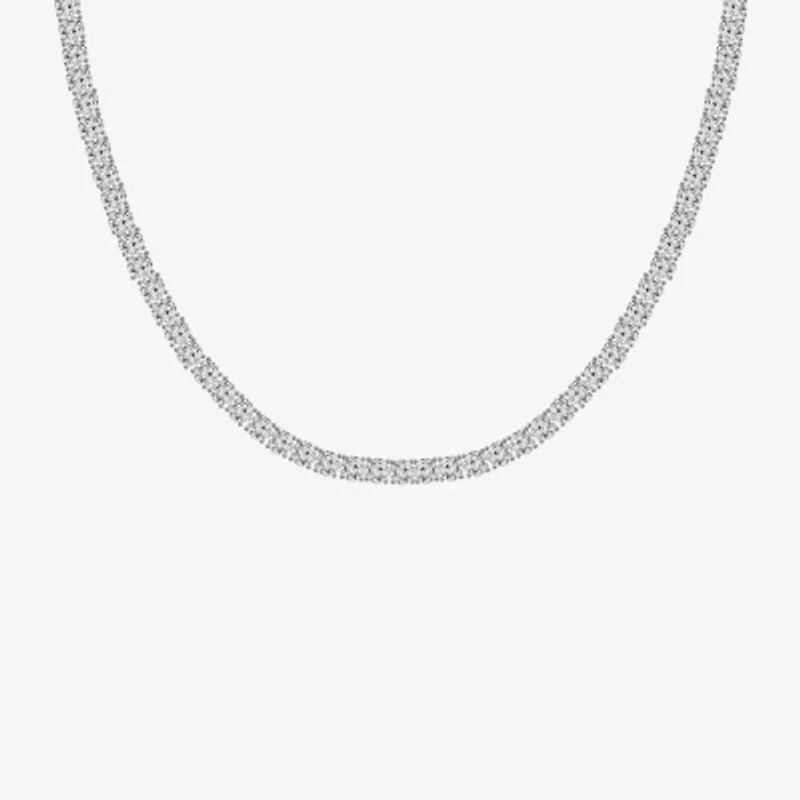 Diamonart Womens White Cubic Zirconia Sterling Silver 17 Inch Tennis Necklace