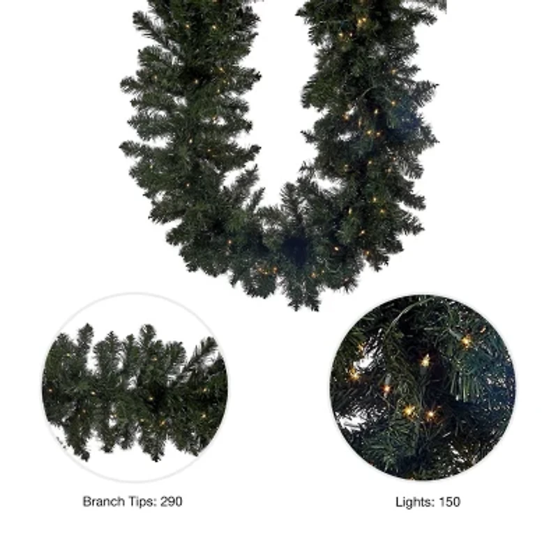 Kurt Adler 9-Ft Twinkle Vanderbilt Pre-Lit Christmas Indoor Garland