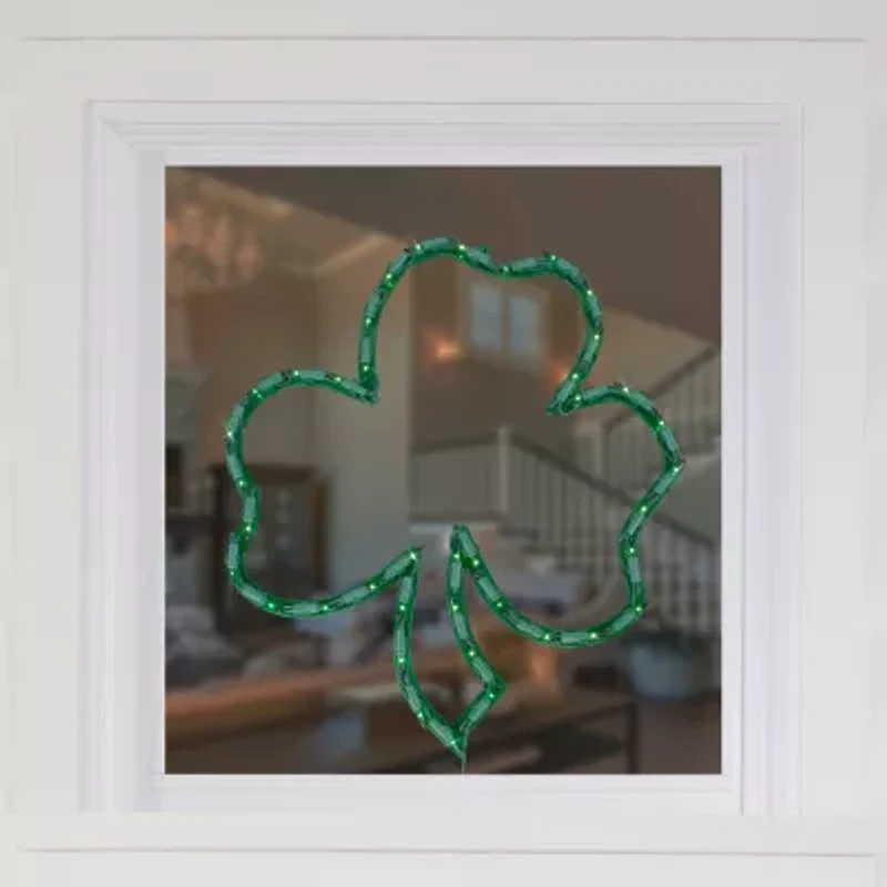 Northlight 17in Lighted Irish Shamrock Silhouette St. Patricks Day Window Decor