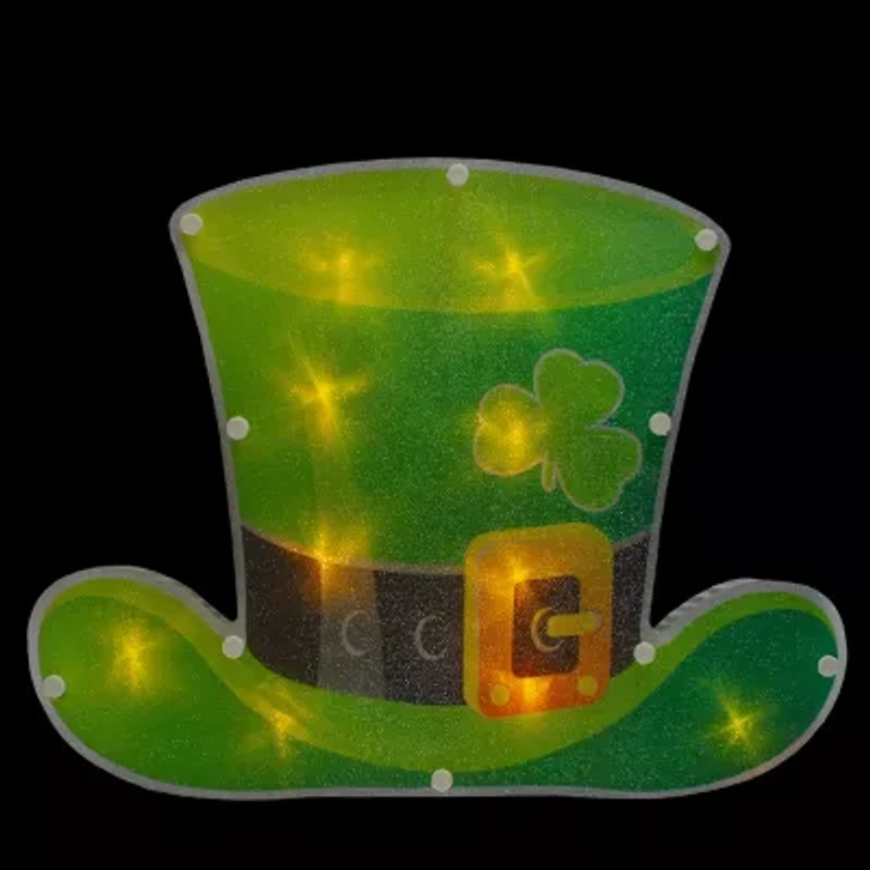 Northlight 12.5in Led Lighted Irish Leprechaun Hat Silhouette With Timer St. Patricks Day Window Decor