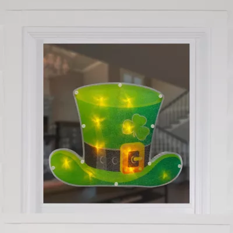 Northlight 12.5in Led Lighted Irish Leprechaun Hat Silhouette With Timer St. Patricks Day Window Decor