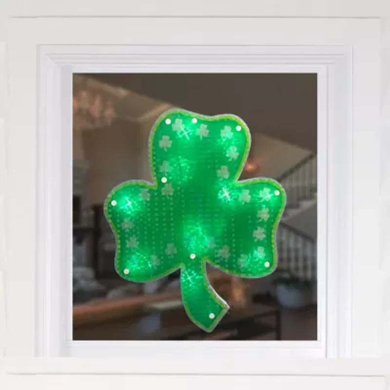 Northlight 14in Led Lighted Green Shamrock Silhouette St. Patricks Day Window Decor