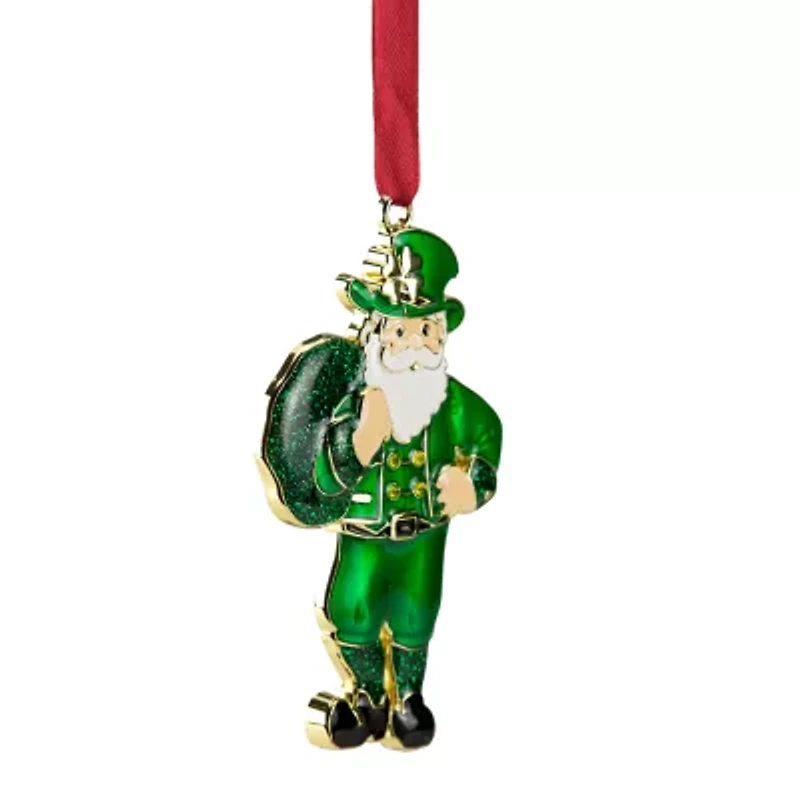 Northlight 3.5in Green Brass-Plated Irish With European Crystals Christmas Ornament