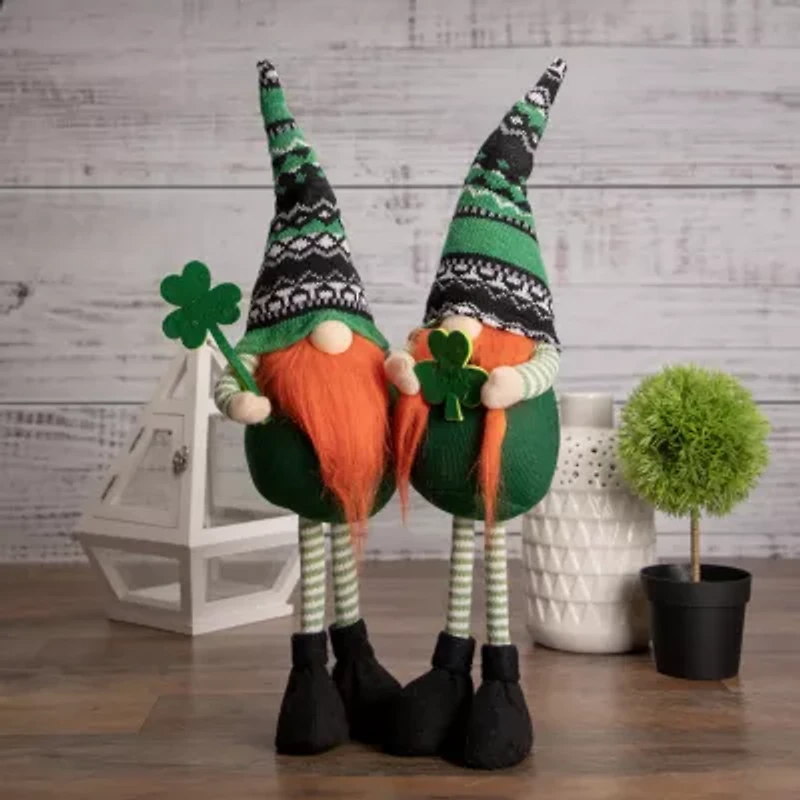 Northlight 19" Green And Black Leprechaun Girl Standing Figure St. Patricks Day Gnome