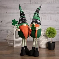 Northlight 19" Green And Black Leprechaun Girl Standing Figure St. Patricks Day Gnome