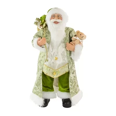 Northlight 24in St Patrick'S Irish Santa Claus With Teddy Bear And Gift Bag St. Patricks Day Santa Figurine