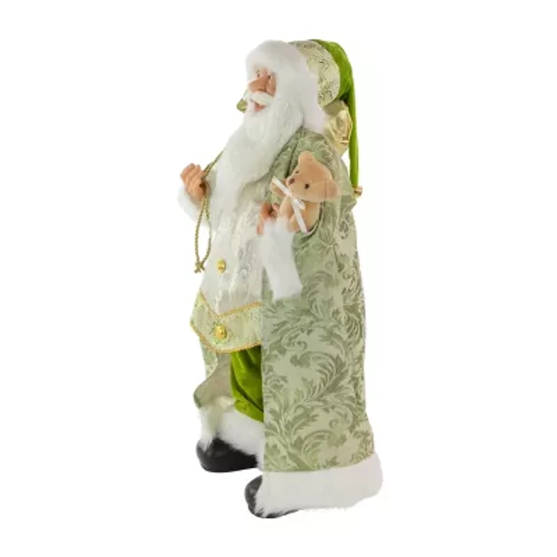 Northlight 24in St Patrick'S Irish Santa Claus With Teddy Bear And Gift Bag St. Patricks Day Santa Figurine