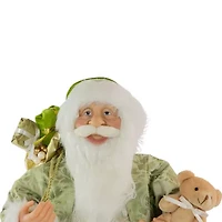 Northlight 24in St Patrick'S Irish Santa Claus With Teddy Bear And Gift Bag St. Patricks Day Santa Figurine
