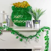 Northlight 25ft X 2in Green Tinsel Irish Shamrock Artificial St. Patricks Day Indoor Garland