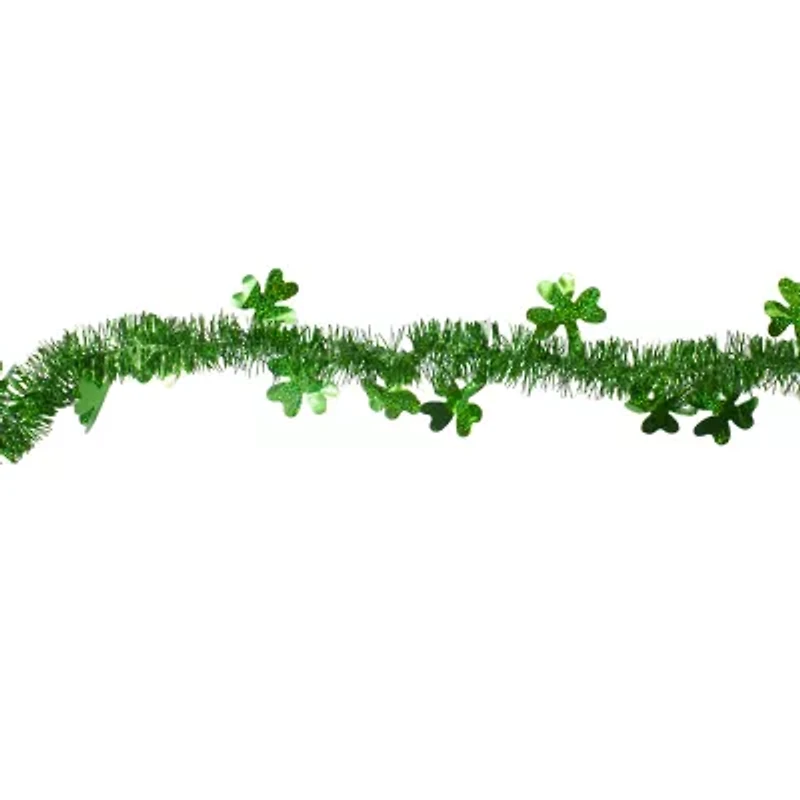 Northlight 25ft X 2in Green Tinsel Irish Shamrock Artificial St. Patricks Day Indoor Garland