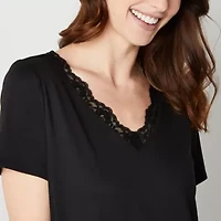 Ambrielle Womens V Neck Short Sleeve Pajama Top