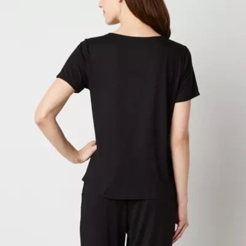 Ambrielle Womens V Neck Short Sleeve Pajama Top